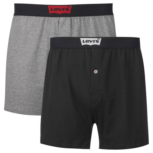 Levi's Men's Long Jersey 2 Pack Boxers - Caviar
