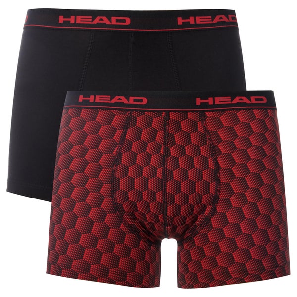 Head Men's 2 Pack Honeycomb Print 2 Pack Boxers - Red/Black