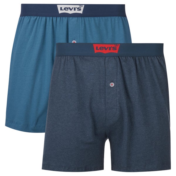 Levi's Men's Long Jersey 2 Pack Boxers - Dark Blue