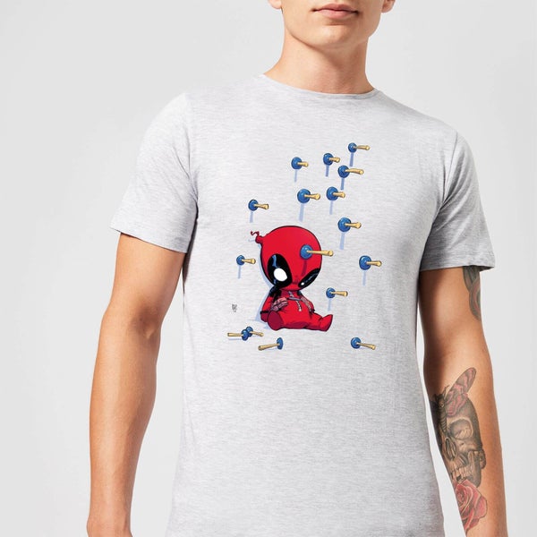 T-Shirt Homme Deadpool (Marvel) Cartoon Knockout - Gris