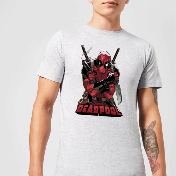 T-Shirt Homme Deadpool (Marvel) Ready For Action - Gris