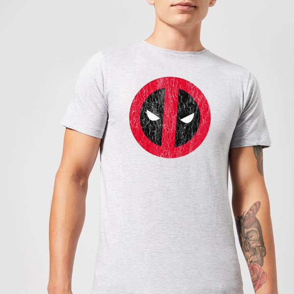 Marvel Deadpool Gebarsten Logo T-Shirt - Grijs