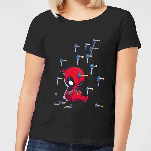 Marvel Deadpool Cartoon Knockout Dames T-Shirt - Zwart