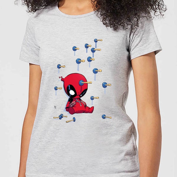 Marvel Deadpool Cartoon Knockout Dames T-Shirt - Grijs