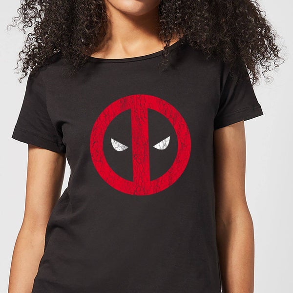 Marvel Deadpool Cracked Logo Women's T-Shirt - Black