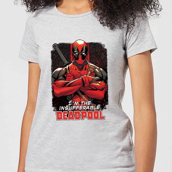 T-Shirt Femme Deadpool (Marvel) Bras Croisés - Gris
