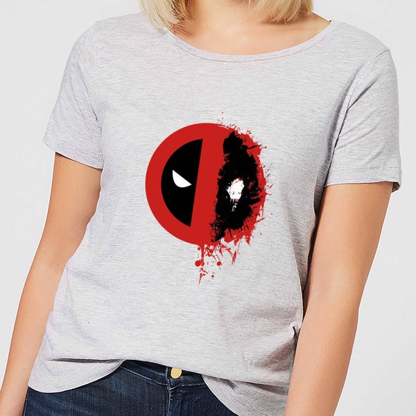 Marvel Deadpool Split Splat Logo Dames T-Shirt - Grijs