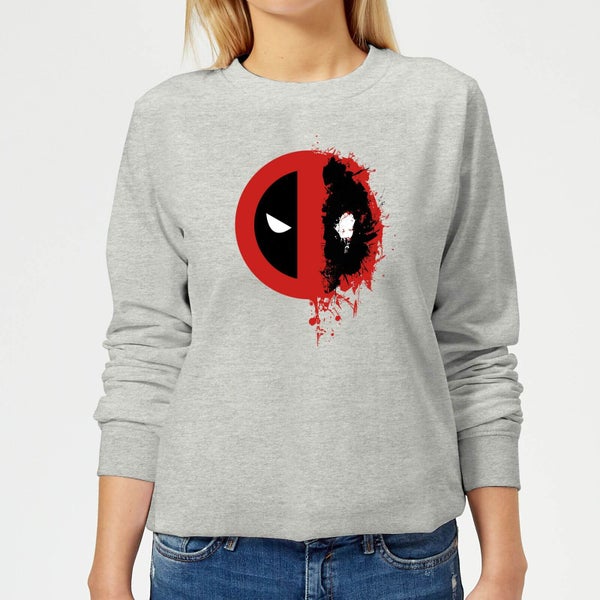 Marvel Deadpool Split Splat Logo Women's Sweatshirt - Grey