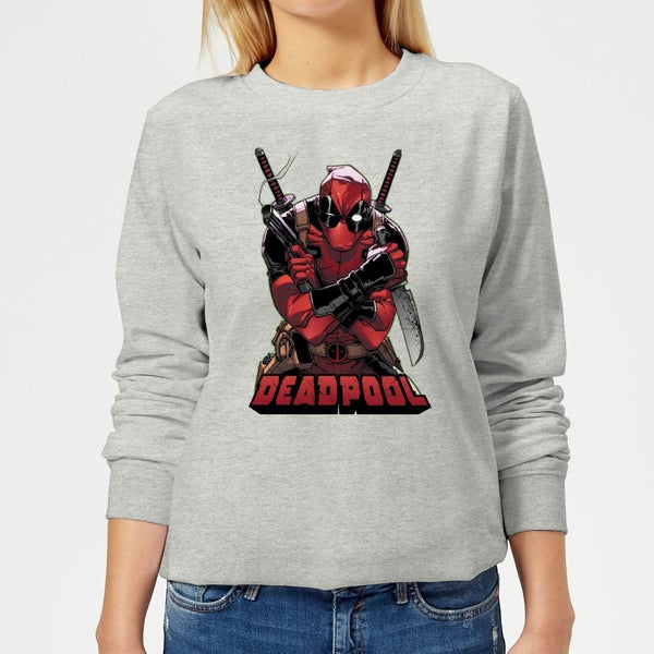 Marvel Deadpool Ready For Action Damen Pullover - Grau