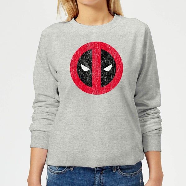 Marvel Deadpool Cracked Logo Women's Sweatshirt - Grey