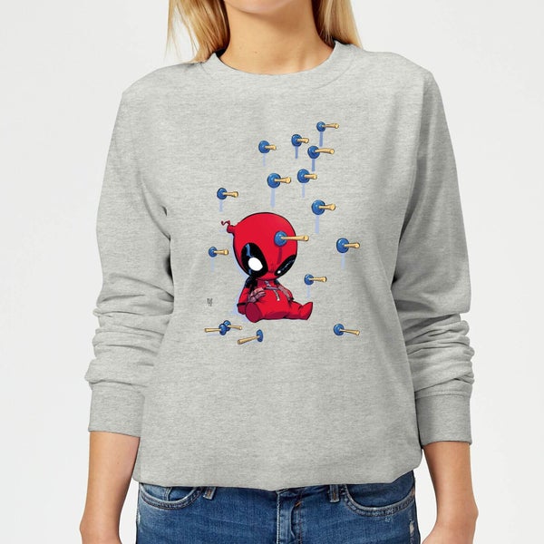 Marvel Deadpool Cartoon Knockout Women's Sweatshirt - Grey