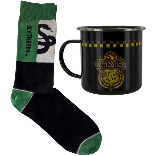 Harry Potter Slytherin Quidditch Tin Mug and Socks Set