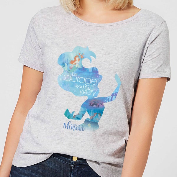 Disney Prinzessin Ausgefüllte Silhouette Arielle Damen T-Shirt - Grau