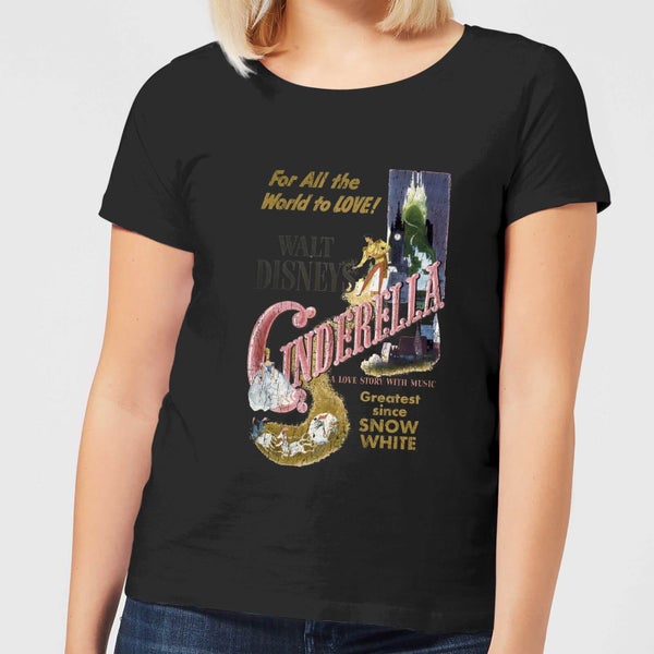 T-Shirt Femme Cendrillon Affiche Rétro Disney - Noir