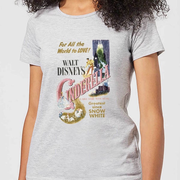 T-Shirt Femme Cendrillon Affiche Rétro Disney - Gris