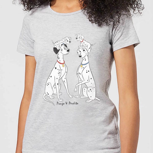 T-Shirt Femme Pongo et Perdita 101 Dalmatiens Disney - Gris