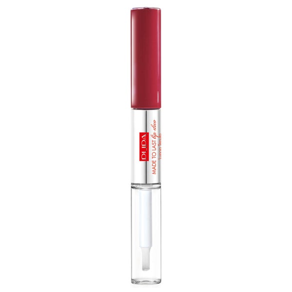 PUPA Made To Last Waterproof Lip Duo - Liquid Lip Colour and Top Coat – Deep Ruby 4 ml