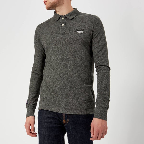 Superdry Men's Classic Long Sleeve Pique Polo Shirt - Cinder Grey Grindle