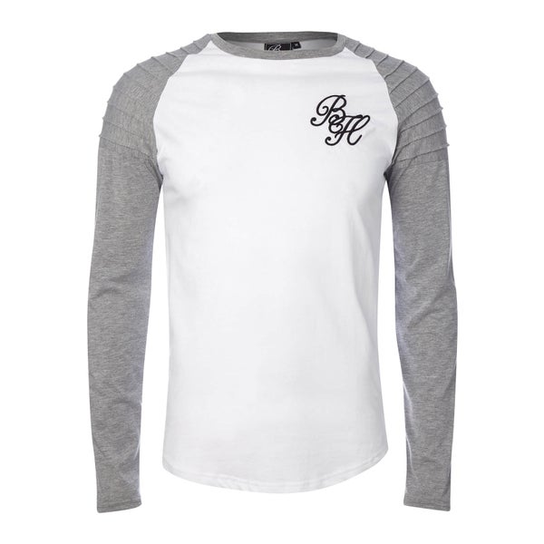 Beck & Hersey Men's Rib Panel Contrast Long Sleeve T-Shirt - White