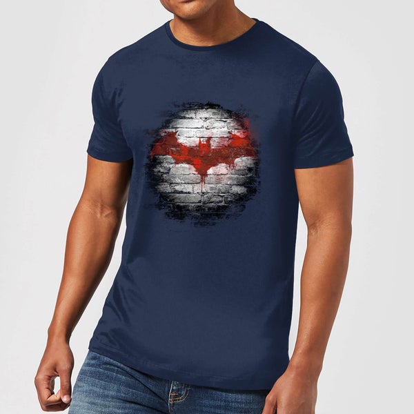 T-Shirt Homme Batman DC Comics - Logo sur le Mur - Bleu Marine