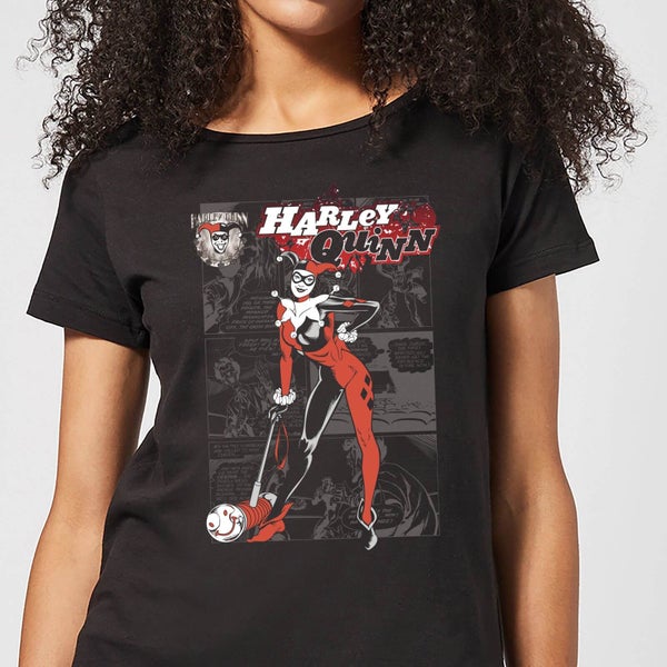 T-Shirt DC Comics Batman Harley Quinn Comic Page - Nero - Donna