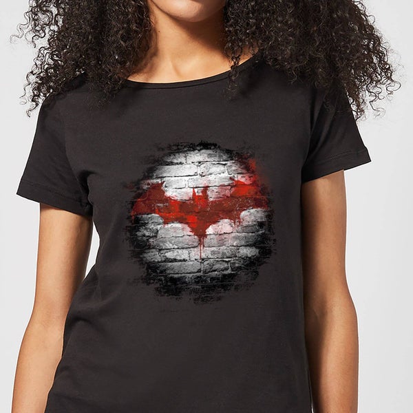 T-Shirt Femme Batman DC Comics - Logo sur le Mur - Noir