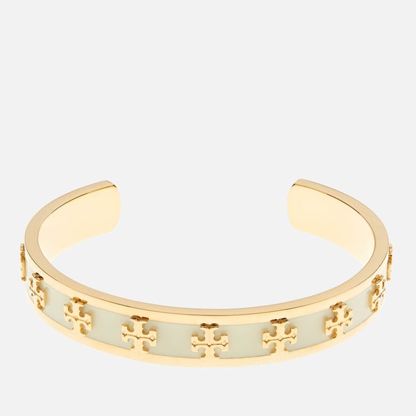 Tory Burch Women's Enamel Raised Logo Cuff Bracelet - New Ivory/Gold