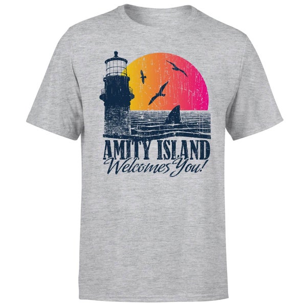 Jaws Welcome To Amity Island T-shirt - Grijs