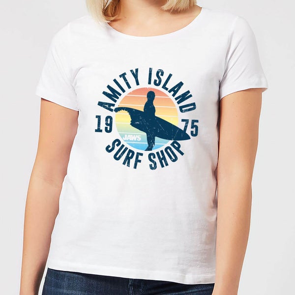 T-Shirt Femme Les Dents de la mer - Amity Surf Shop - Blanc