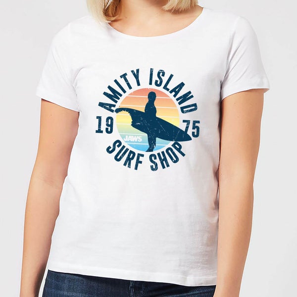 Der Weiße Hai Amity Surf Shop Damen T-Shirt - Weiß
