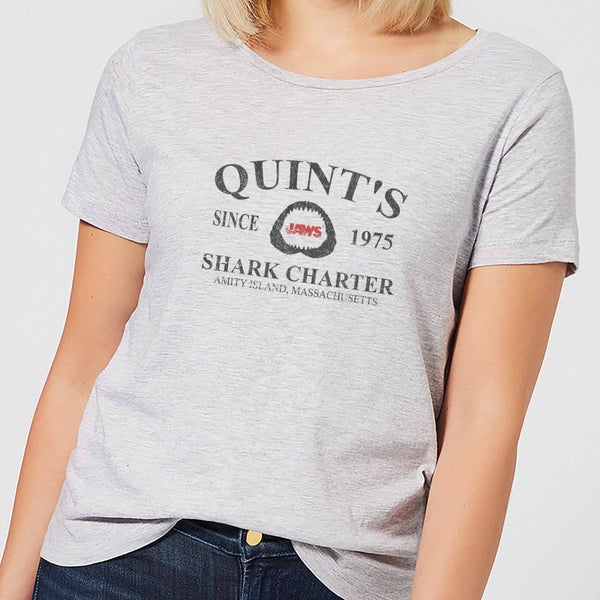 Camiseta Tiburón Quint's Shark Charter - Mujer - Gris