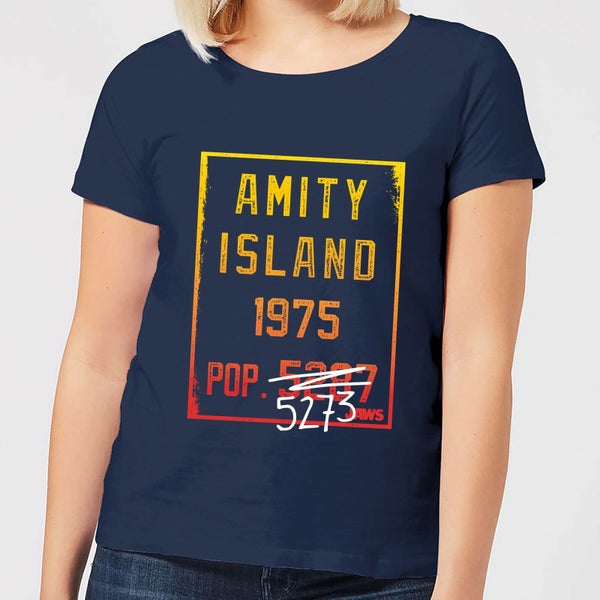 Jaws Amity Population Dames T-shirt - Navy