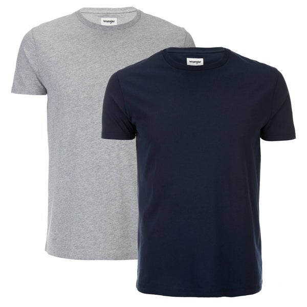 Wrangler Men's 2 Pack T-Shirt - Mid Grey Melange