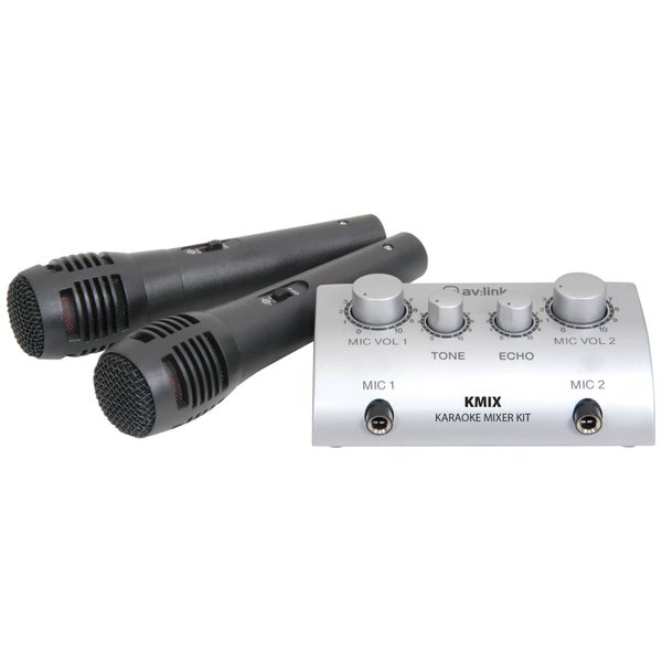 AV: Link Karaoke Mixer Kit with 2 Microphones - Black