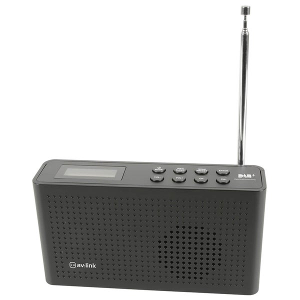 AV: Link Portable Rechargeable DAB+ and FM Radio - Black