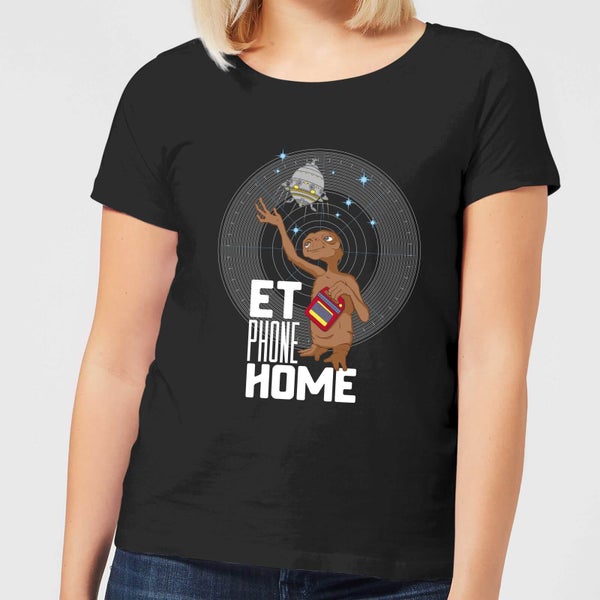 T-Shirt Femme E.T. l'extra-terrestre - Téléphone Maison - Noir