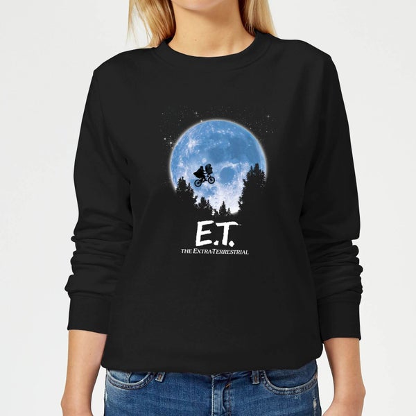 Sweat Femme E.T. l'extra-terrestre - Silhouette dans la Lune - Noir