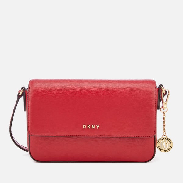 DKNY Women's Bryant Medium Sutton Textured Leather Flap Cross Body Bag - Safari Red