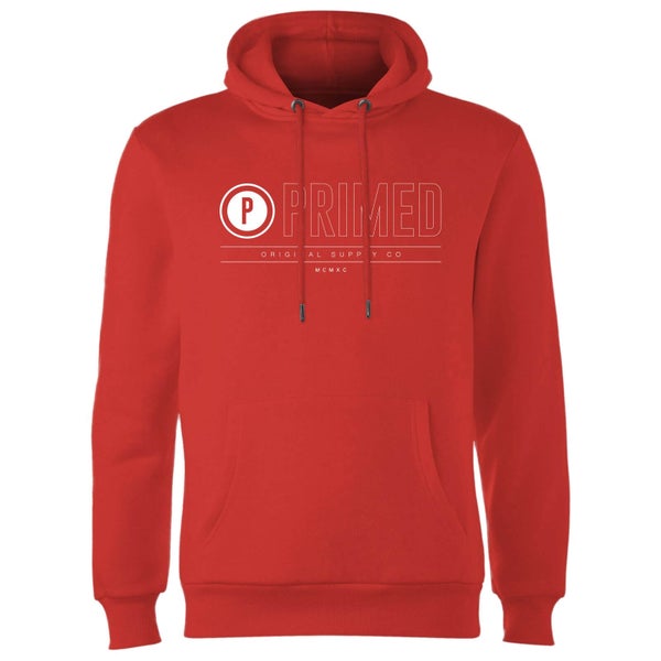 Primed Logo Graphic Print Hoodie - Red