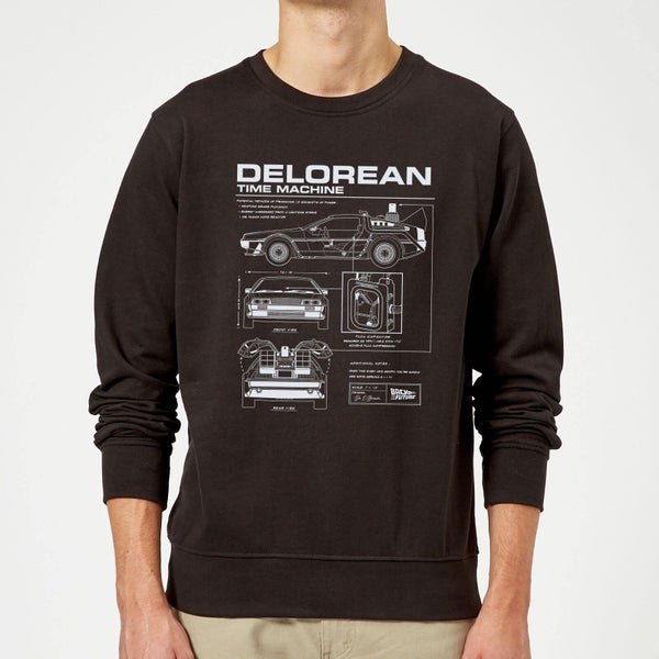 Back To The Future DeLorean Schematic Sweatshirt - Black