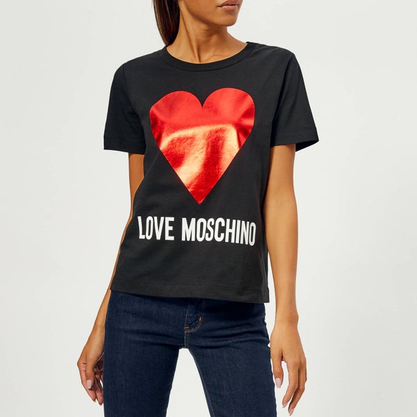 Love Moschino Women's Heart Logo T-Shirt - Black