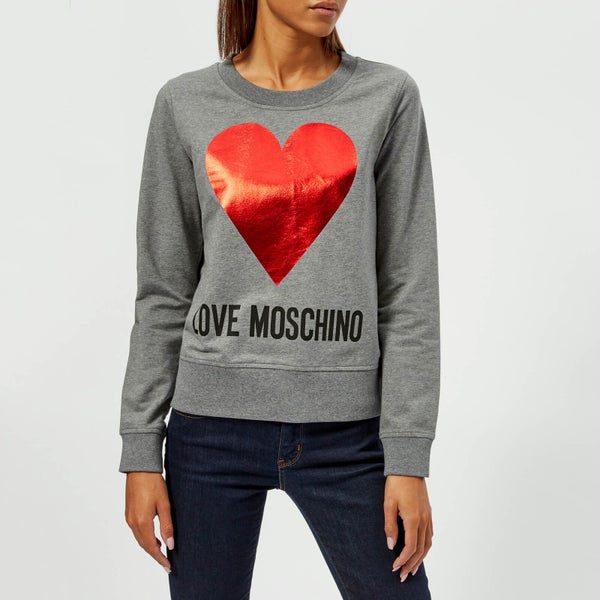 Love Moschino Women's Heart Logo Sweatshirt - Dark Grey