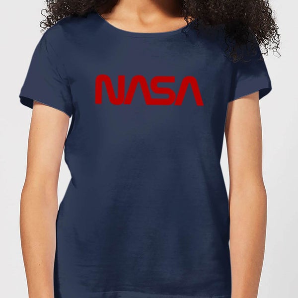 NASA Worm Rot Logotype Damen T-Shirt - Navy Blau