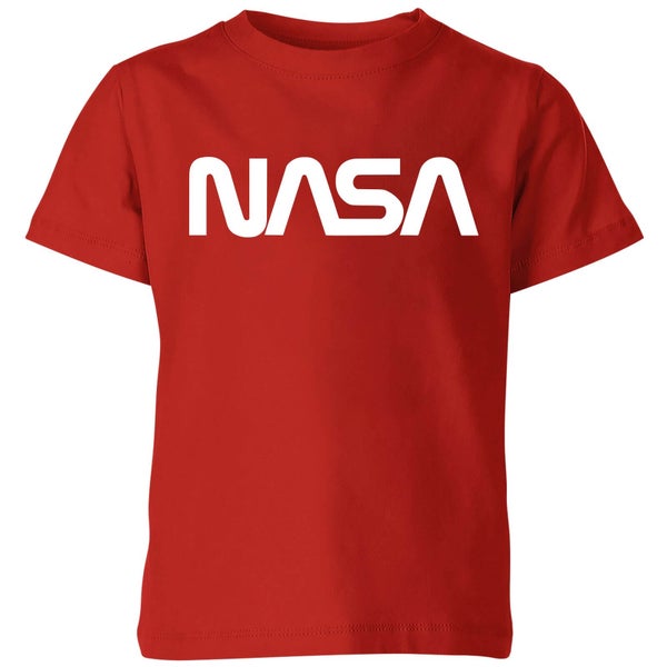 NASA Worm White Logotype Kids' T-Shirt - Red