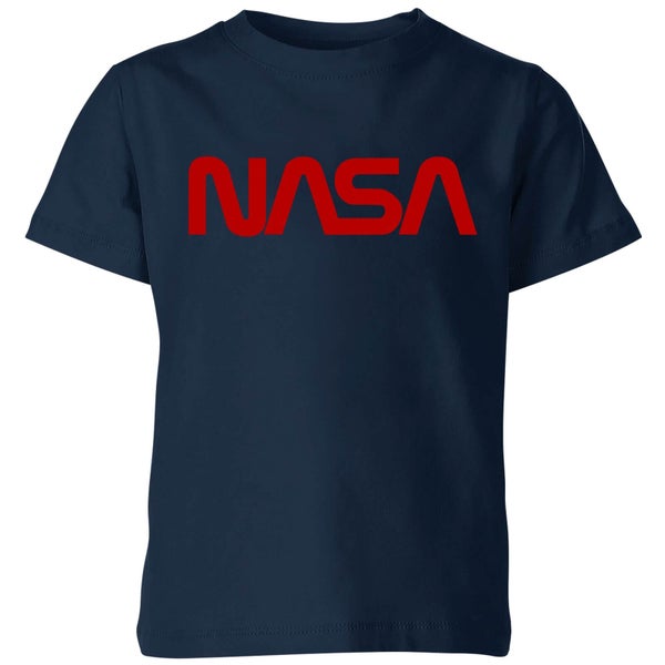 NASA Worm Red Logotype Kids' T-Shirt - Navy
