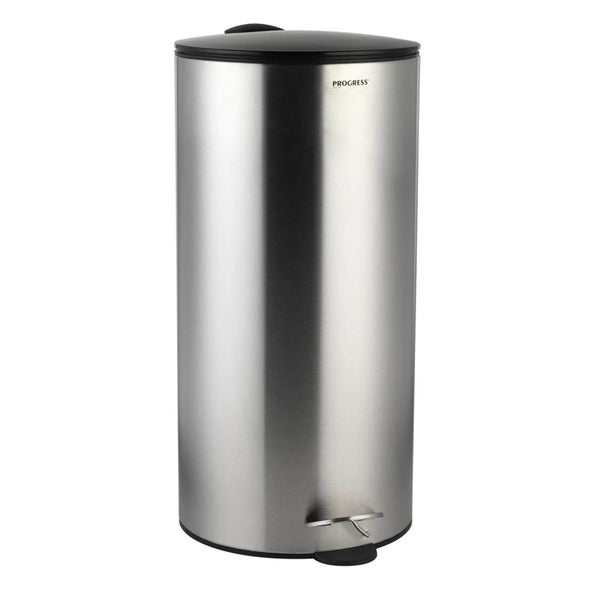 Progress Round Stainless Steel 30L Pedal Bin - Black