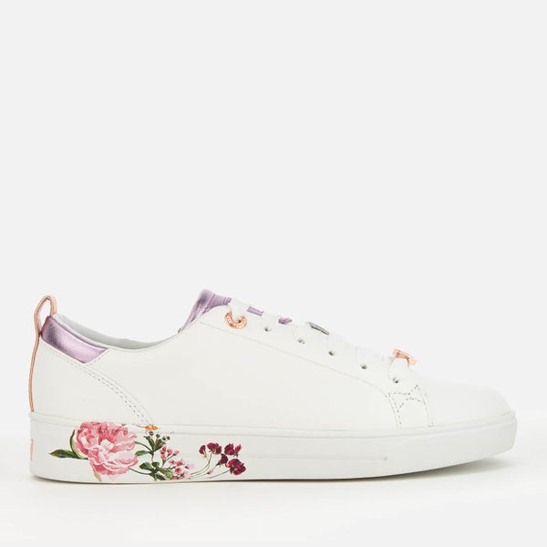 Ted Baker Women's Giellip Leather Cupsole Trainers - White/Serenity