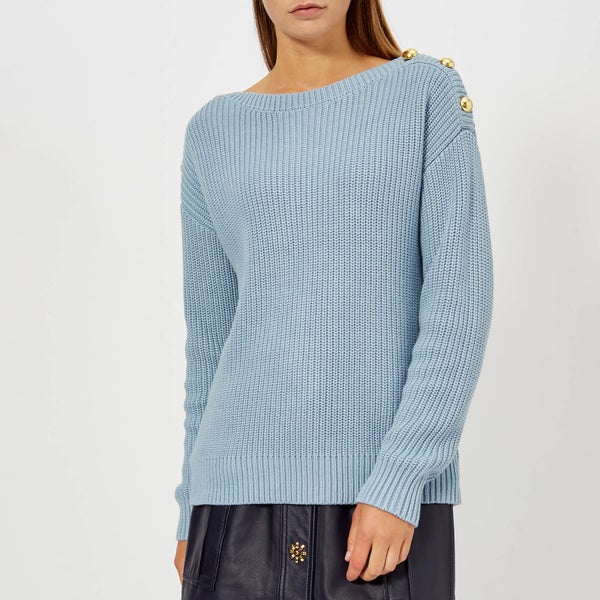 MICHAEL MICHAEL KORS Women's Boatneck Button Sweater - Blue