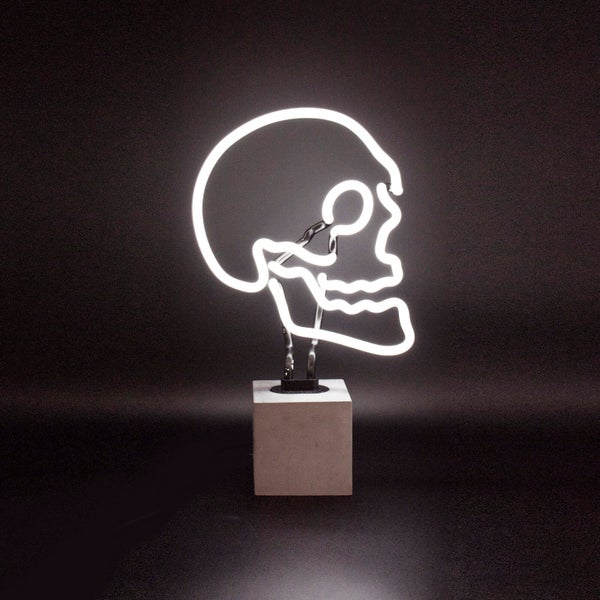 Skull Neon Light - Concrete Base