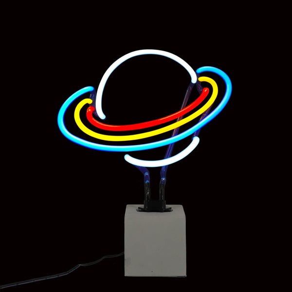 Planet Saturn Neon Light - Concrete Base